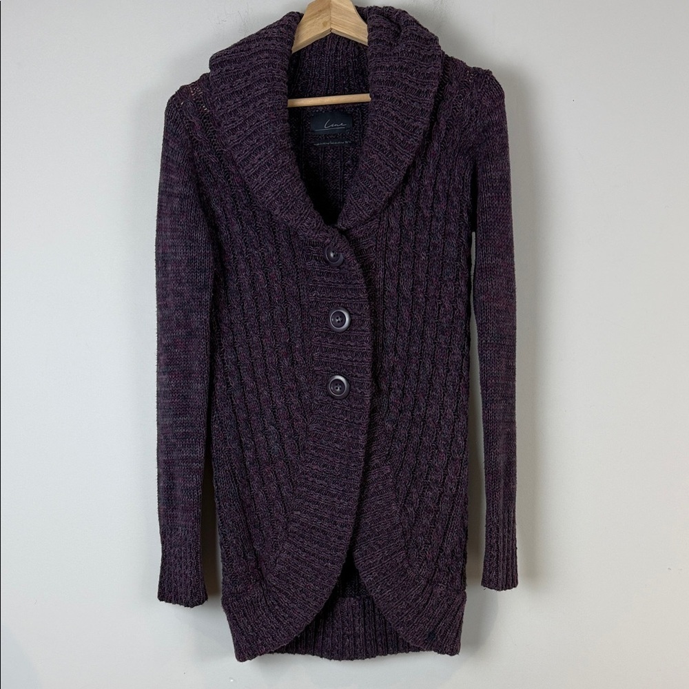 Line Cozy Purple Knit Sweater Cardigan Size Medium